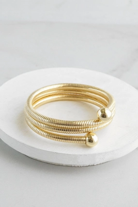 Uniform Standard Smart Buy Gold tone multi layer flexy coil bracelet bangle Snake chain