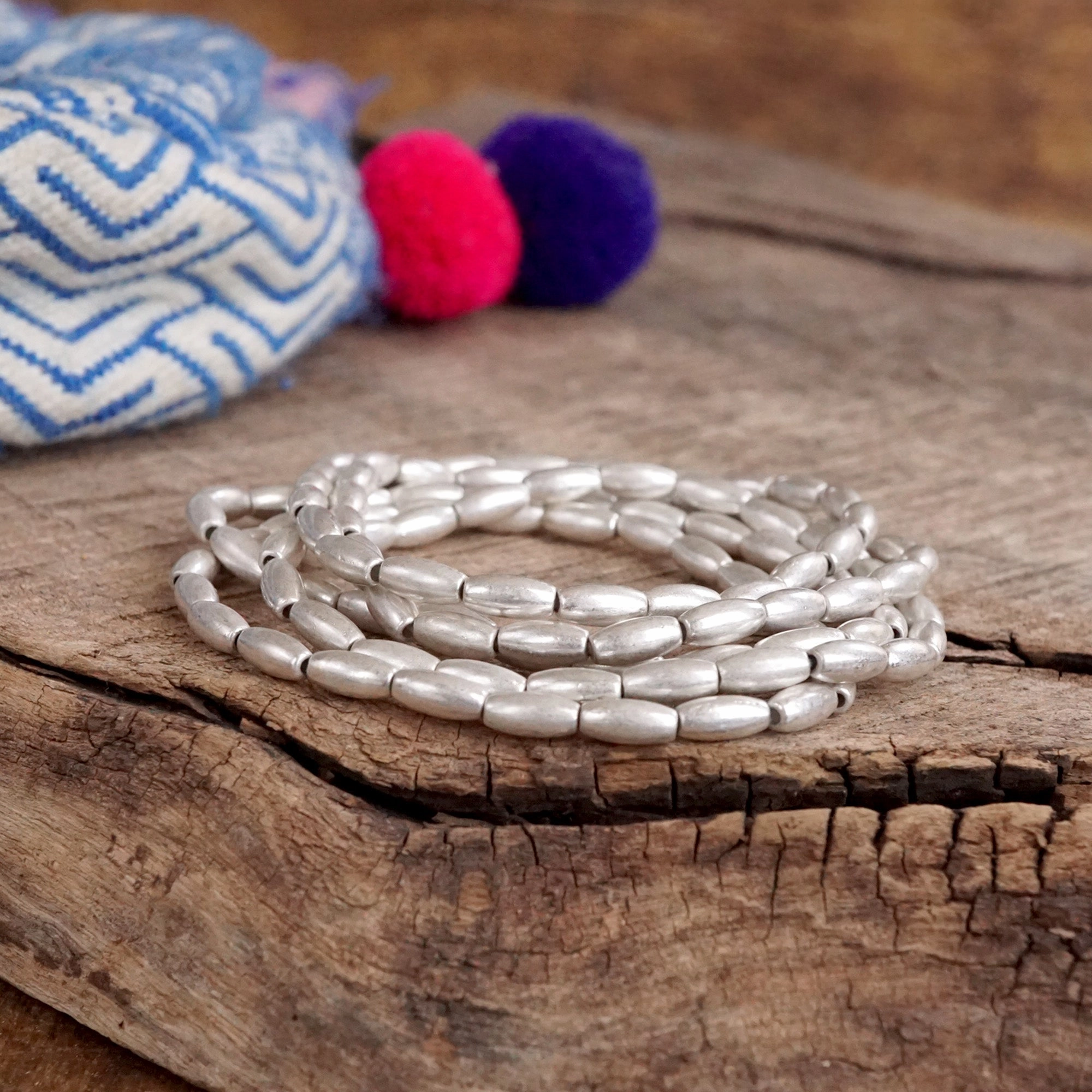 Metal Beaded bracelet stack 5 bracelets - Gold Silver tone Quick Sellout