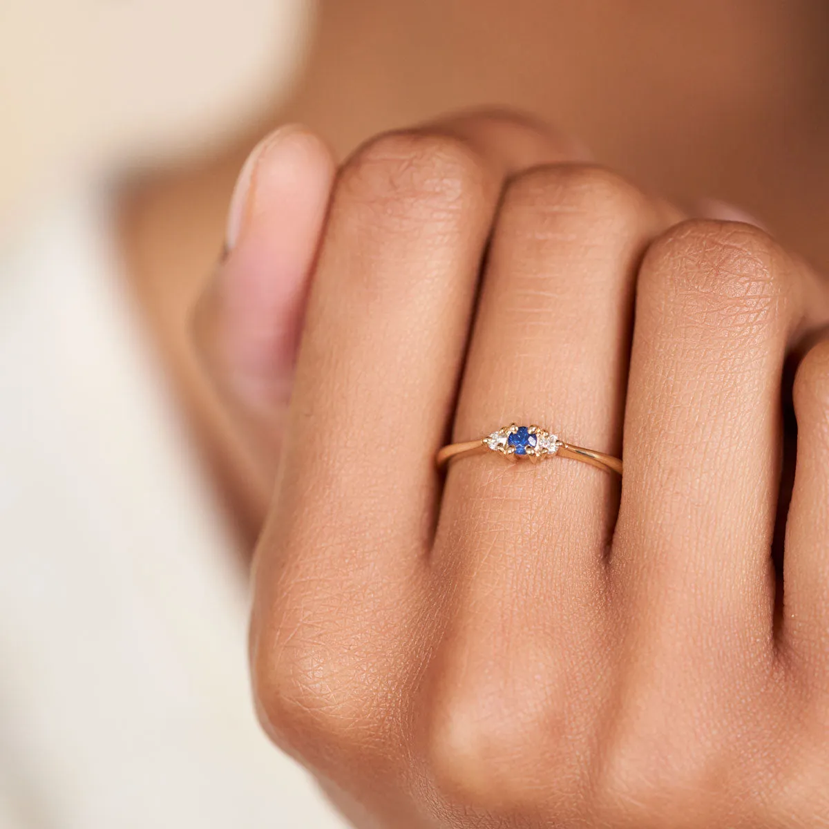 Promise me Tomorrow Blue Sapphire Ring - 14k Polished Gold