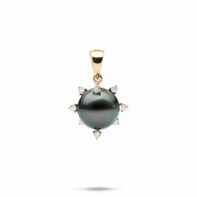 Protea Tahitian Black Pearl Pendant in Gold - 11-12mm Subtle Fit Cool Layer