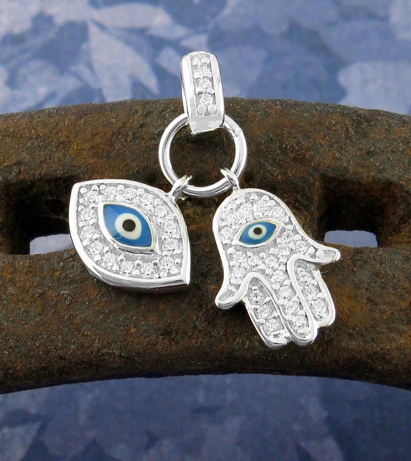 Protective Hamsa Hand & Evil Eye Charms Pendant with Crystals Fashion Hit