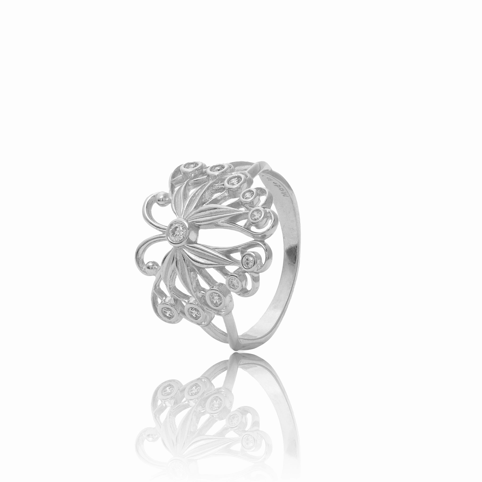 Sparkling Edge Pulelehua (Butterfly) Ring in Sterling Silver with Cubic Ziconia - 9-10mm