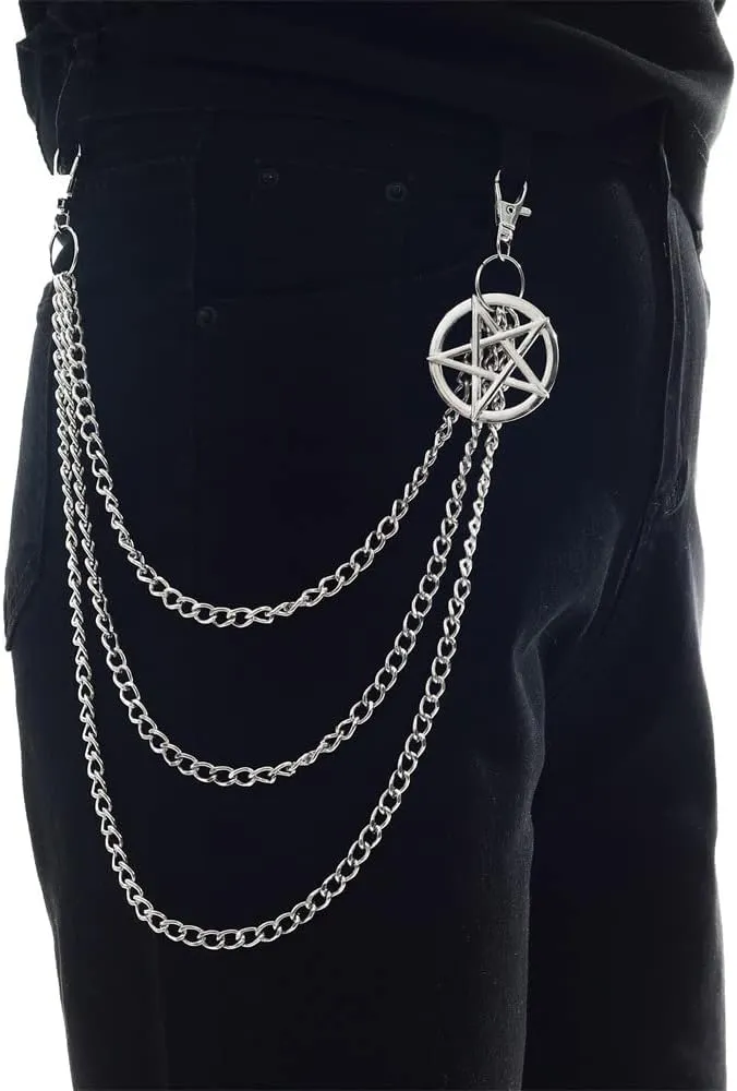 Punk Pants Chain, Pentagram Keychains for Men Women Jean Trouser Biker Chains Jewelry Gothic Rock Emo Accessories