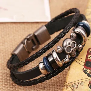Punk Unisex Women Men Wristband Metal Studded Surfer Leather Bracelet Best Gifts