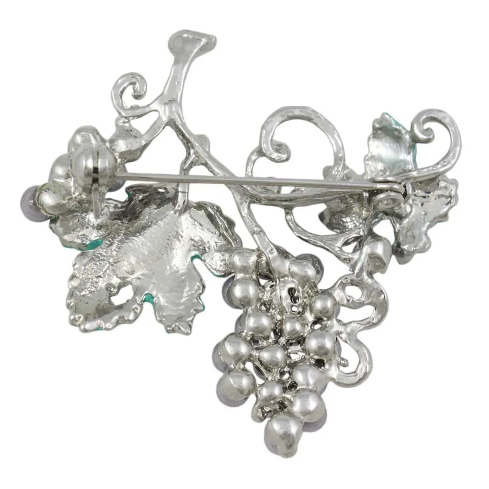 Purple Pearl Grapes on the Vine Brooch Pin - PP034PP