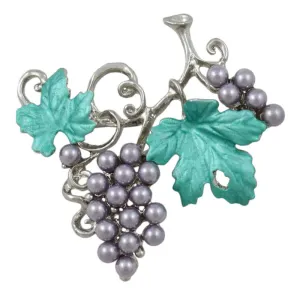 Purple Pearl Grapes on the Vine Brooch Pin - PP034PP