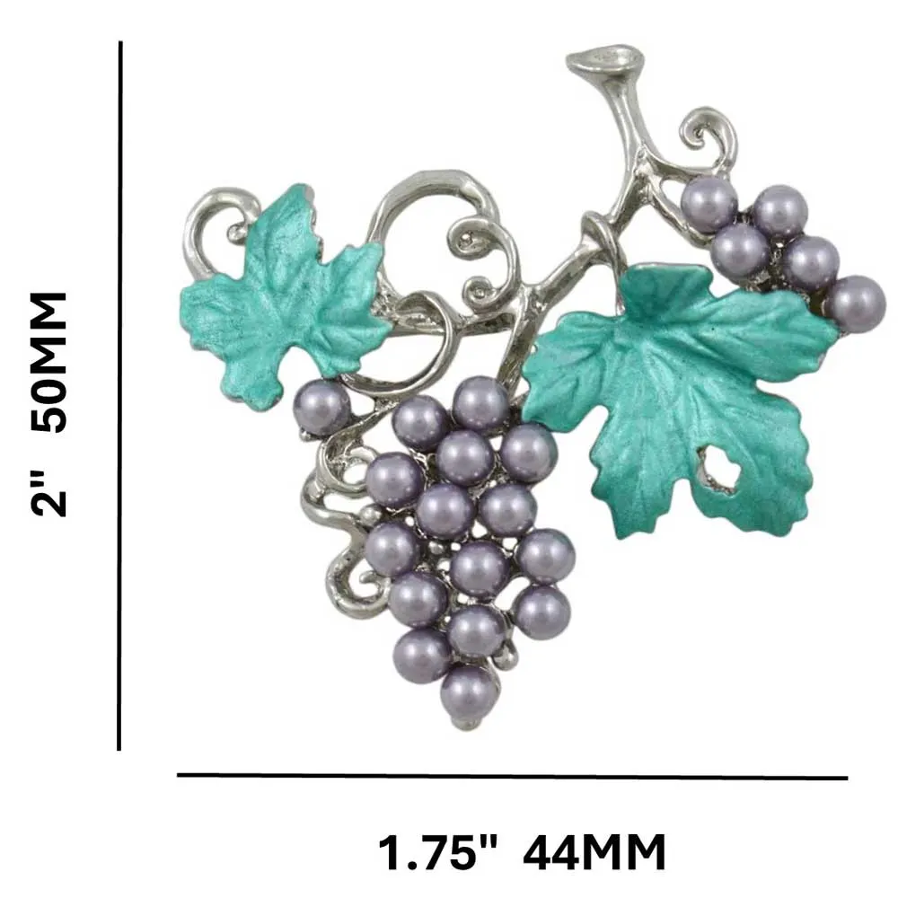 Purple Pearl Grapes on the Vine Brooch Pin - PP034PP