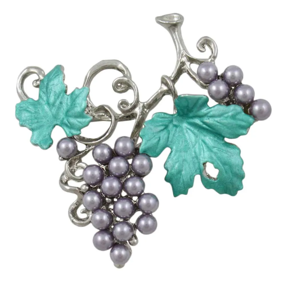Purple Pearl Grapes on the Vine Brooch Pin - PP034PP