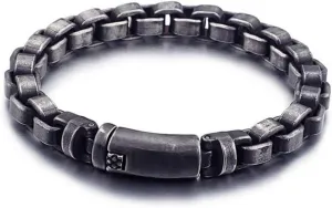 Qiaonitu Vintage Brush Black Stainless Steel Men Bike Biker Bracelet Jewelry Link Chain Bracelets & Bangles Old Metal