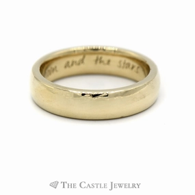Inscribed 10k Yellow Gold 6mm Polished Wedding Band Unique Emblem Timeless Trend