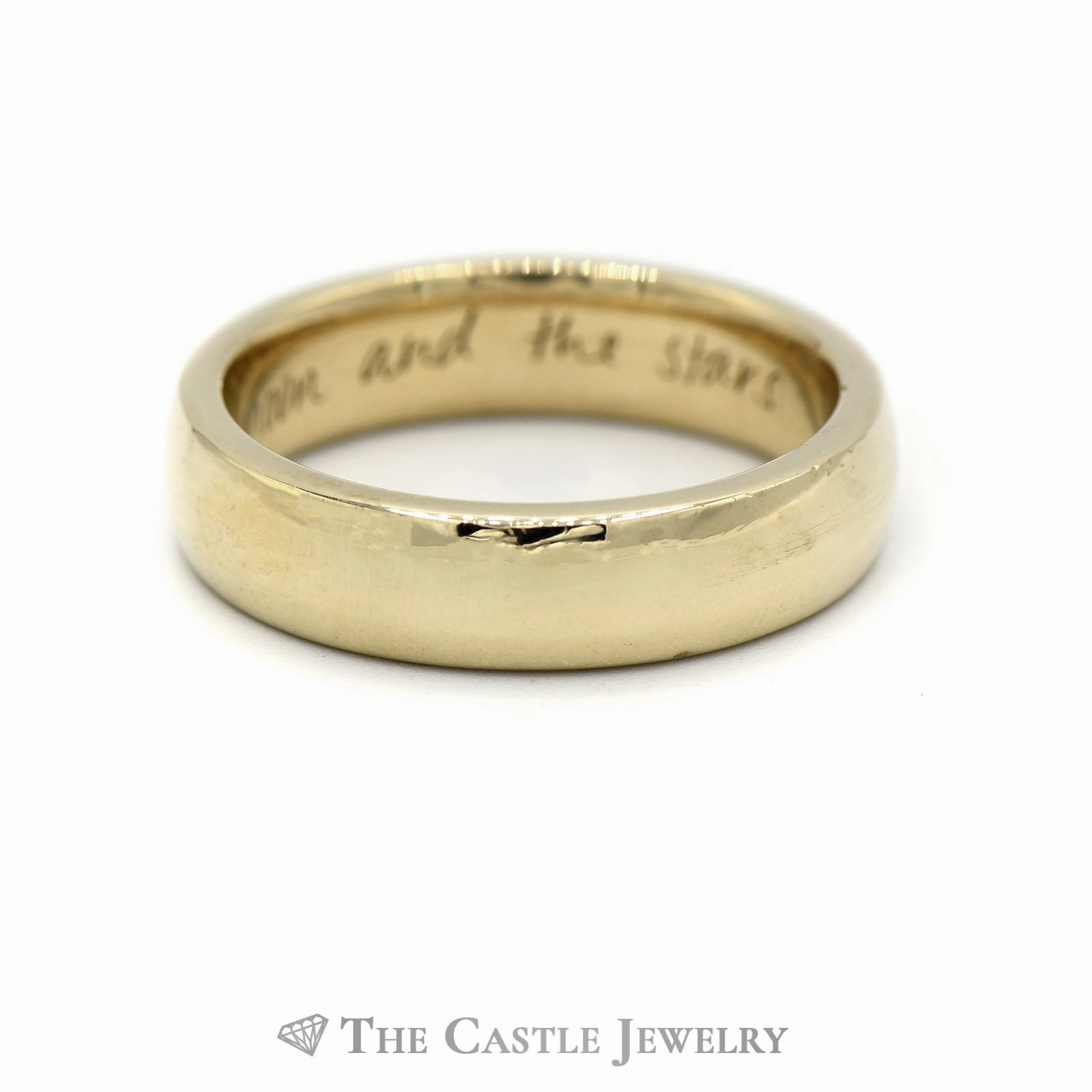 Inscribed 10k Yellow Gold 6mm Polished Wedding Band Unique Emblem Timeless Trend