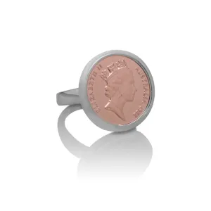 QUEEN ELIZABETH ONE CENT COIN RING