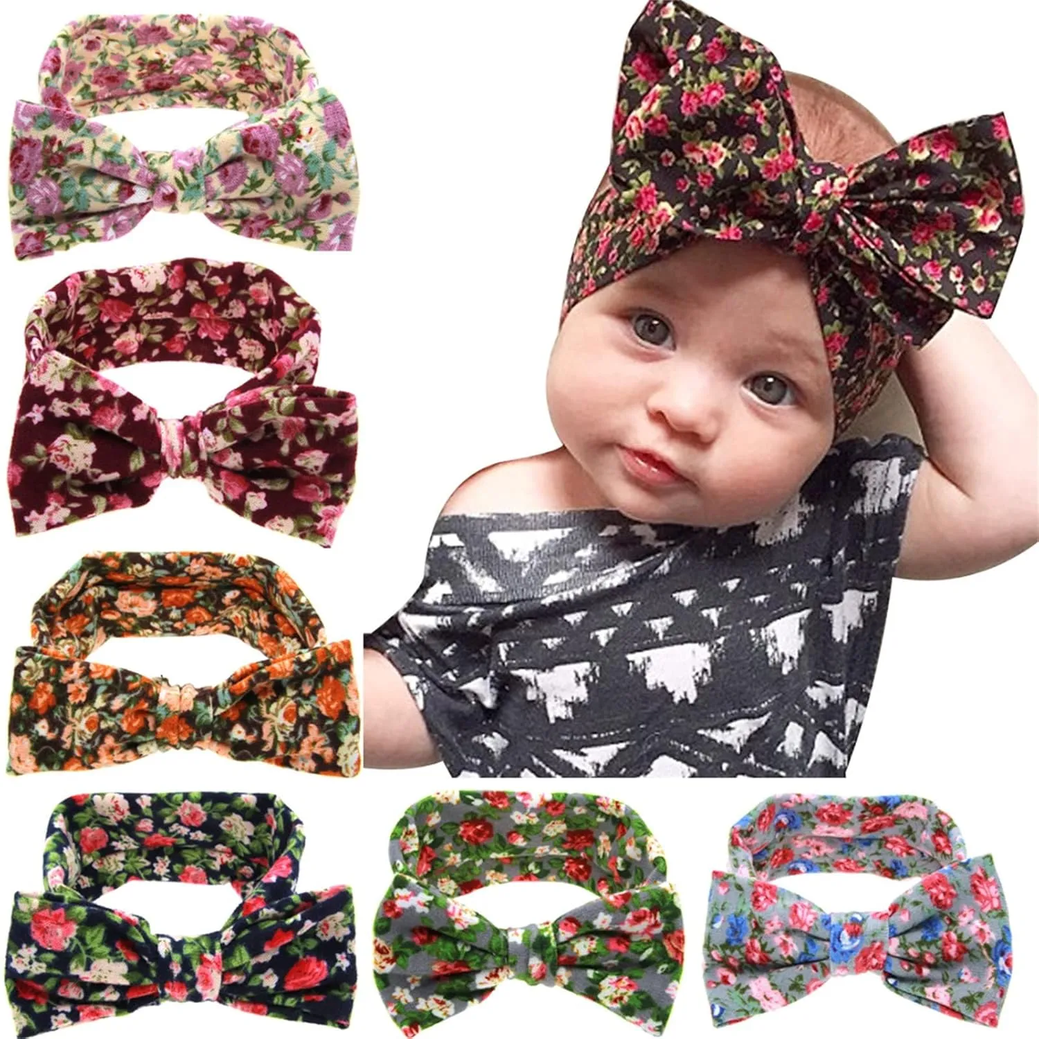 Quick Drying Headbands for Toddler Headbands Hairband Hair Bow Floral Classic Elastics Hair Accessories (C, One Size)