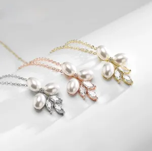 "Adonna" - Pearl Bridal Necklace - Available in Silver, Rose Gold and Yellow Gold