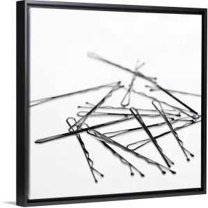 "Close-up of hair clips" Black Float Frame Canvas Art - Multi