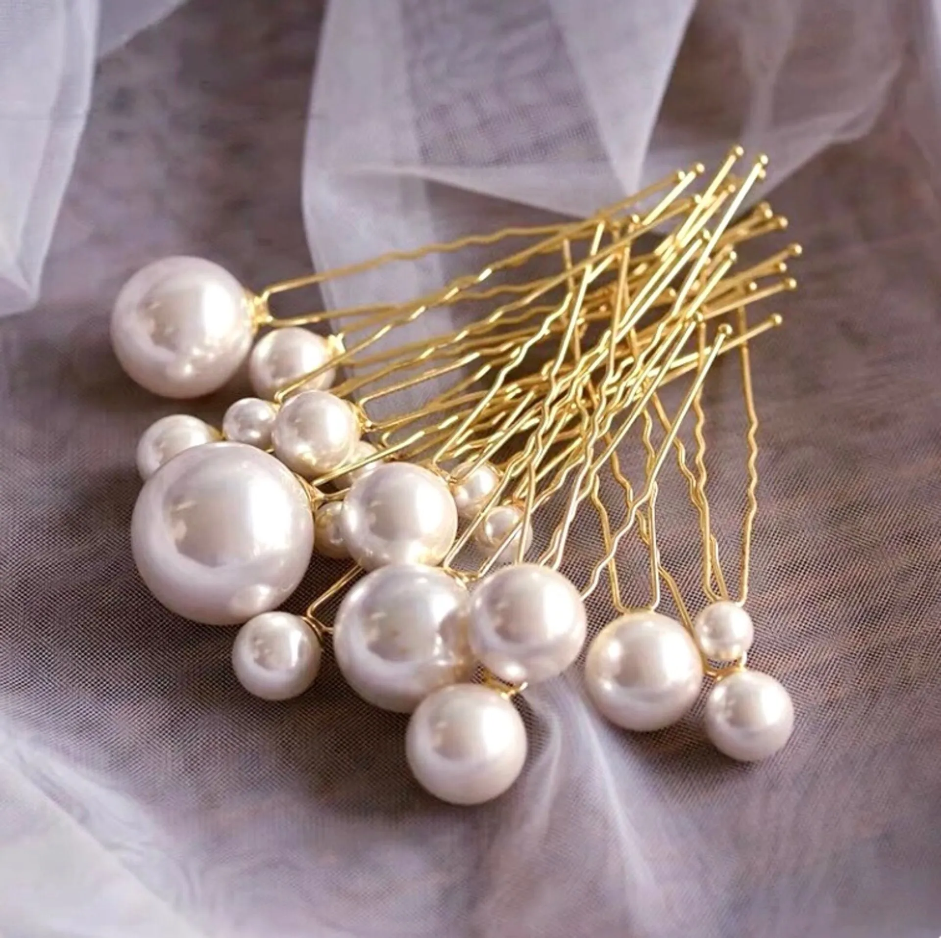 "Unity" - Pearl Bridal Hair Pin Set 18pcs - Available in Silver, Rose Gold and Yellow Gold