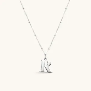 R Initial Pendant Necklace In Silver