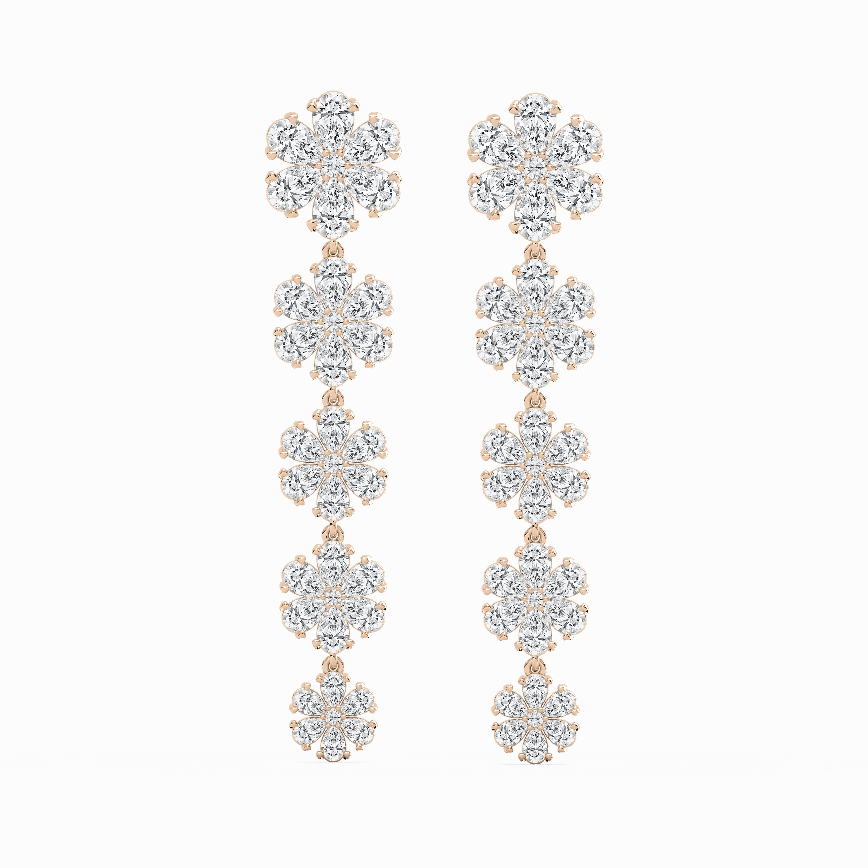 7 1?? ctw Round & Pear Lab Grown Diamond Snowflake Dangle Earrings Attractive Accessory Modern Choice