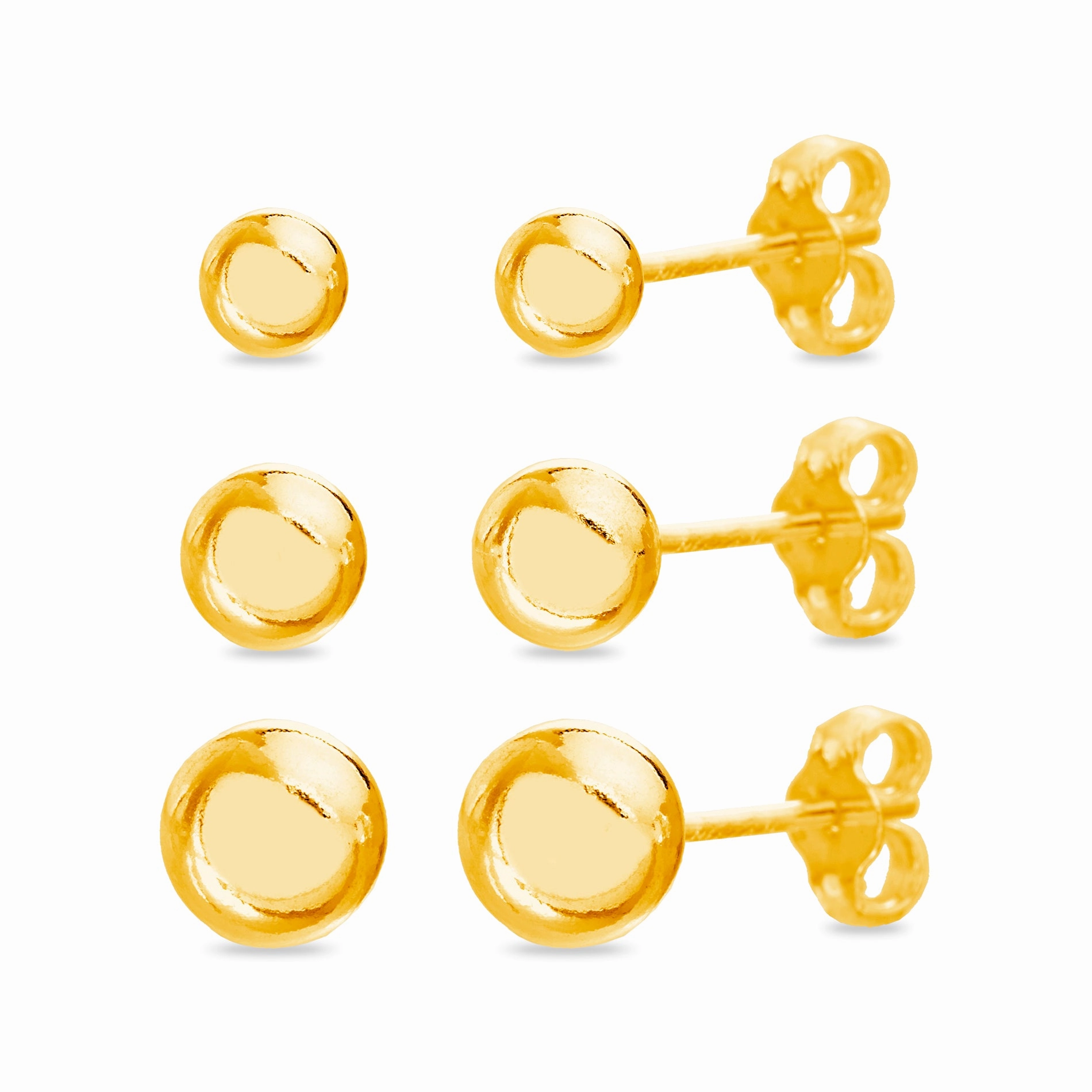 Lesa Michele Sterling Silver Ball Stud Earring 3 Pair Set Substantial Piece Pretty Embellishment