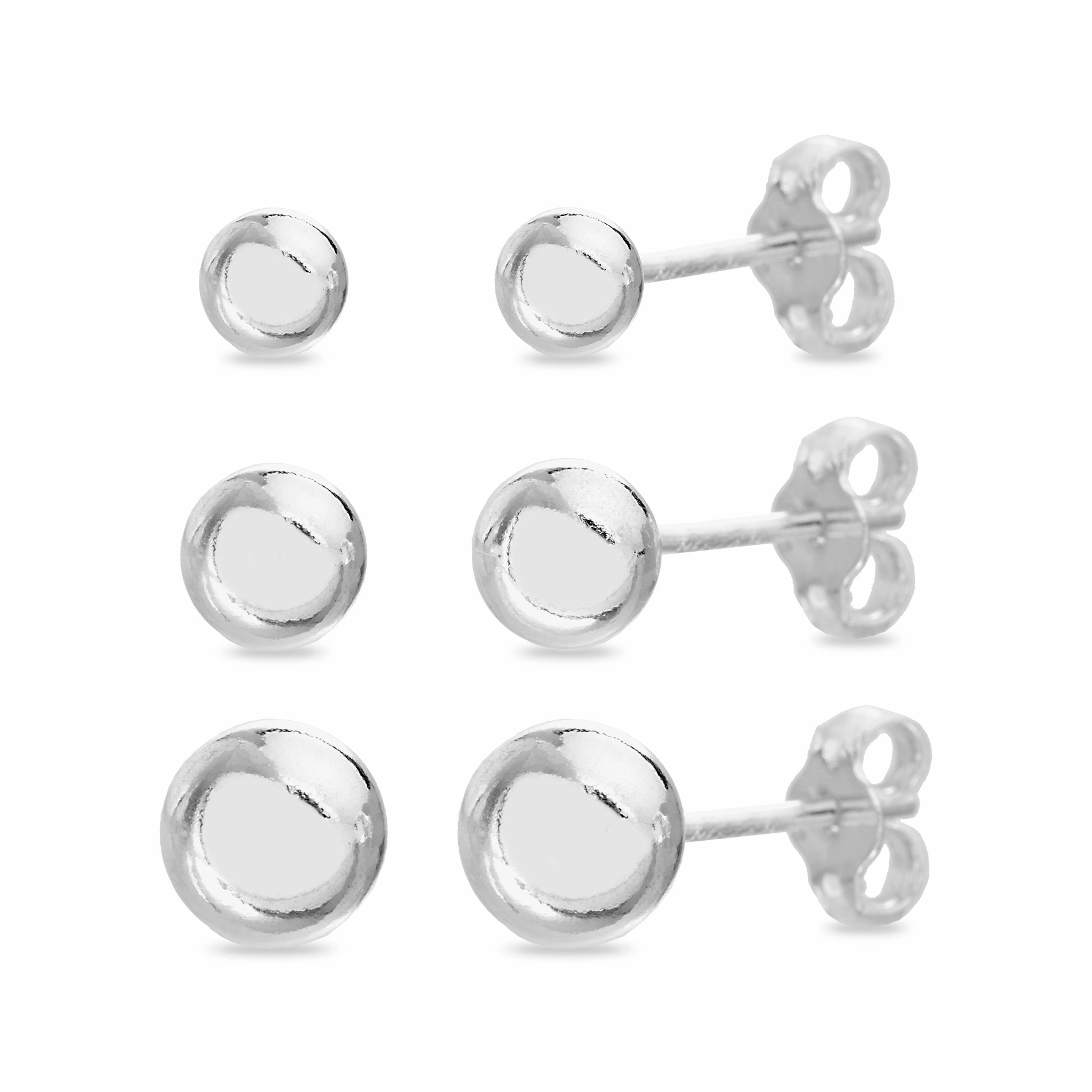 Lesa Michele Sterling Silver Ball Stud Earring 3 Pair Set Chic Choice