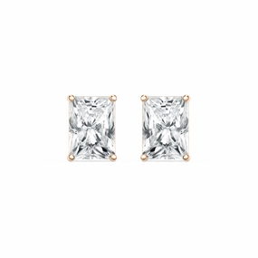 Iridescent Decoration Radiant Lab Grown Diamond Four Prong Stud Earrings