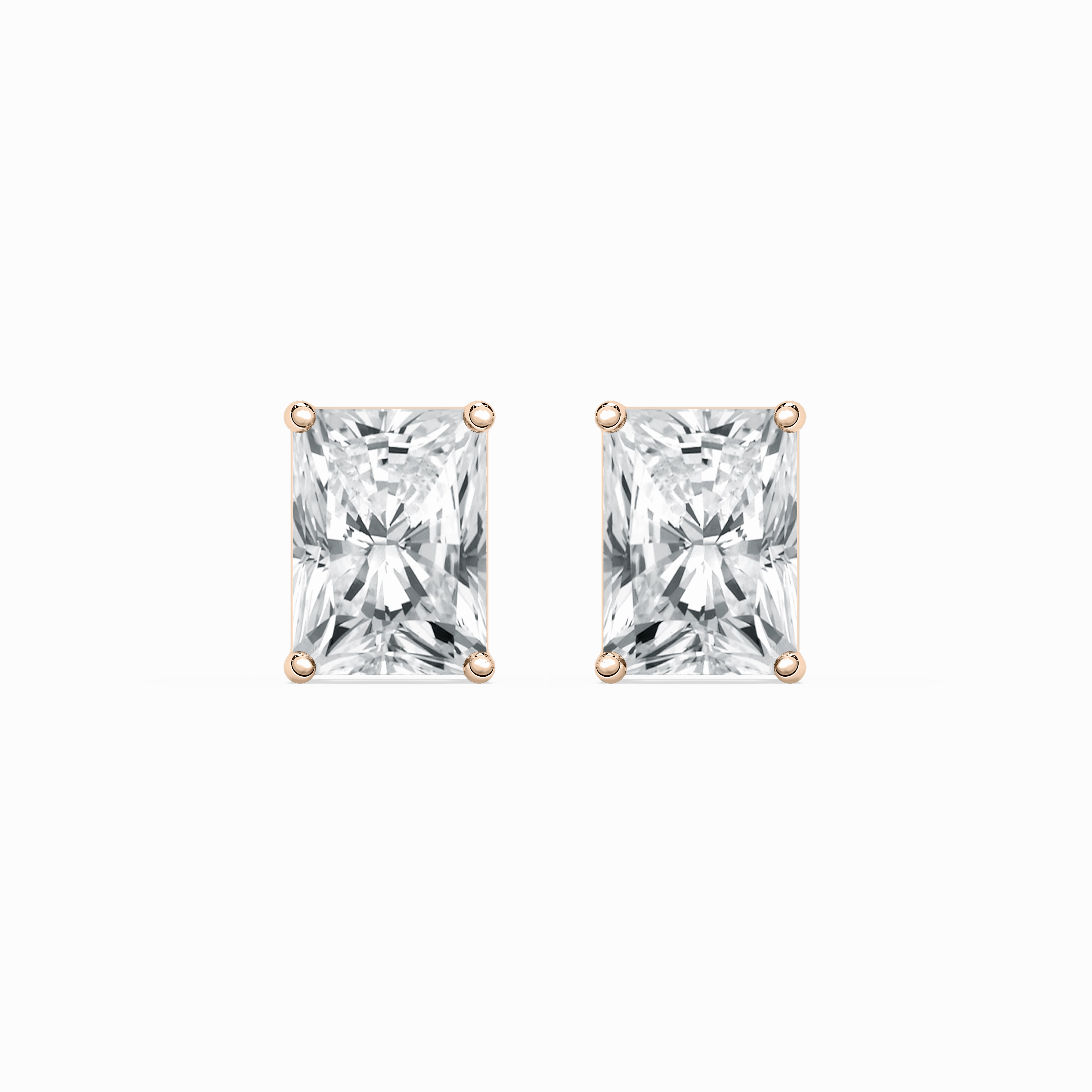 Radiant Lab Grown Diamond Four Prong Stud Earrings Office Decoration Pretty Option