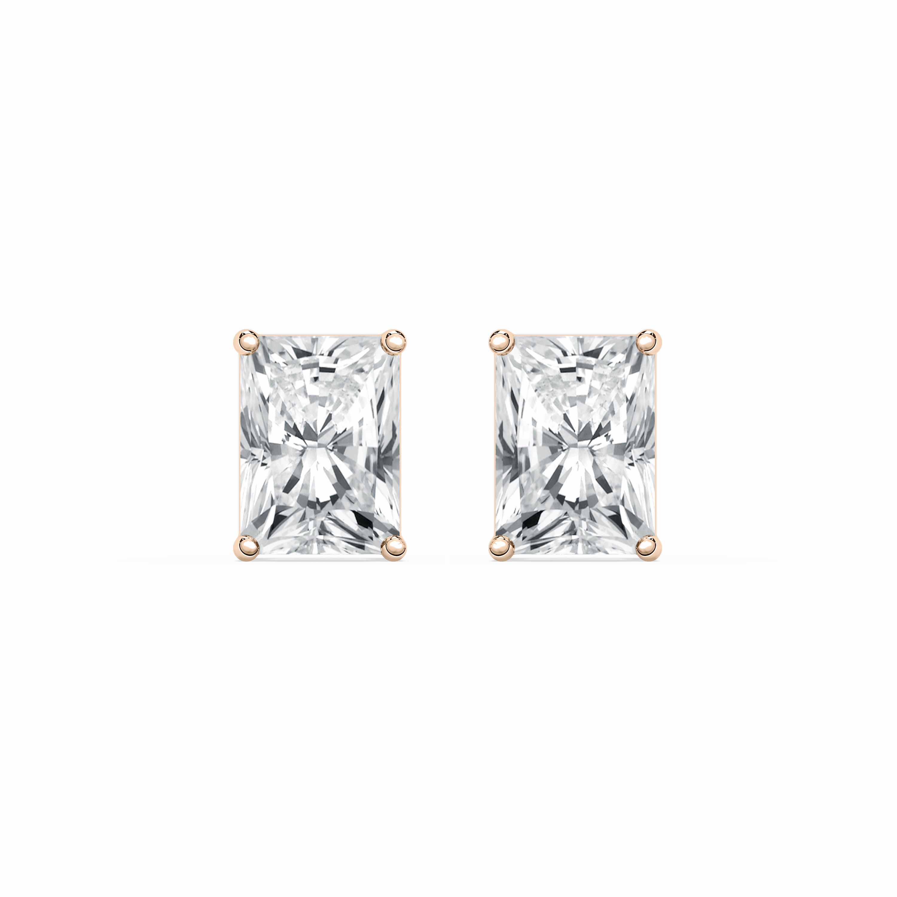 Daytime Accent Radiant Lab Grown Diamond Four Prong Stud Earrings
