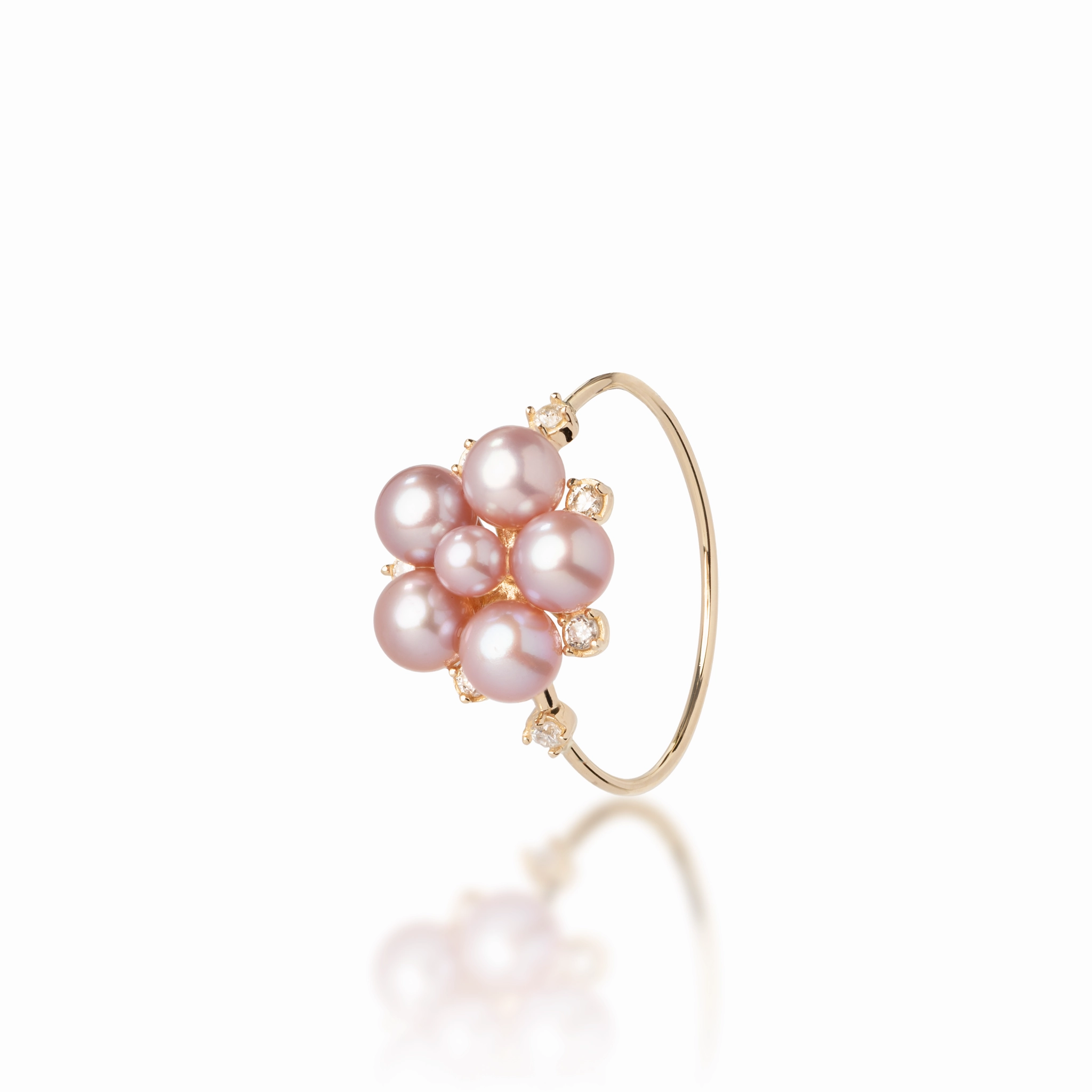 Tiny Bubbles Lavender Freshwater Pearl Ring in Gold with Diamonds Fashion Form