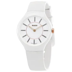 Rado True Thinline White Diamond Dial Rubber Rubber Ladies Watch R27958709