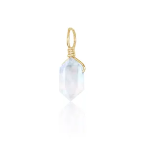 Rainbow Moonstone Mini Double Terminated Crystal Point Pendant