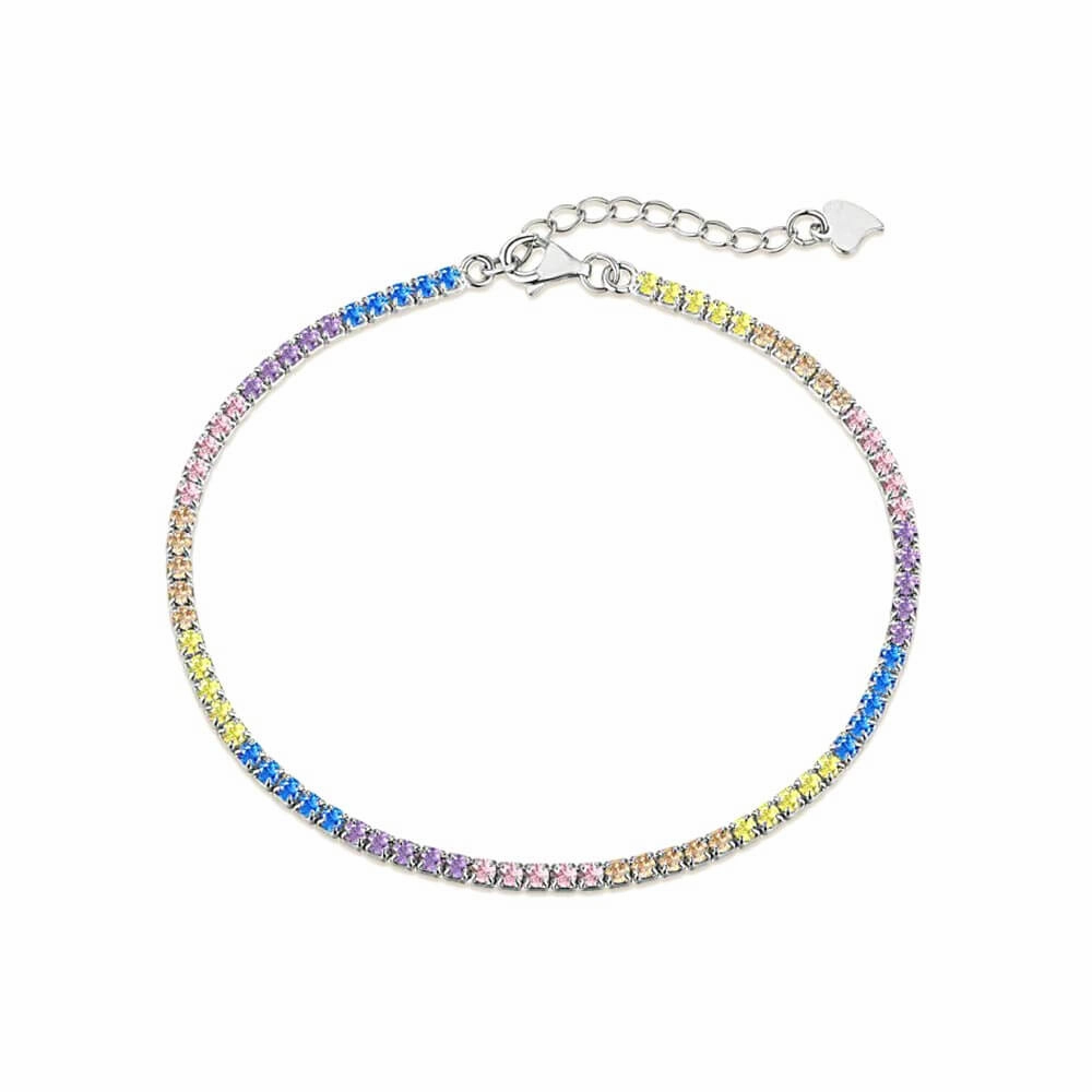 Rainbow Colorful Zirconia Tennis Bracelet for Women Prompt Sight