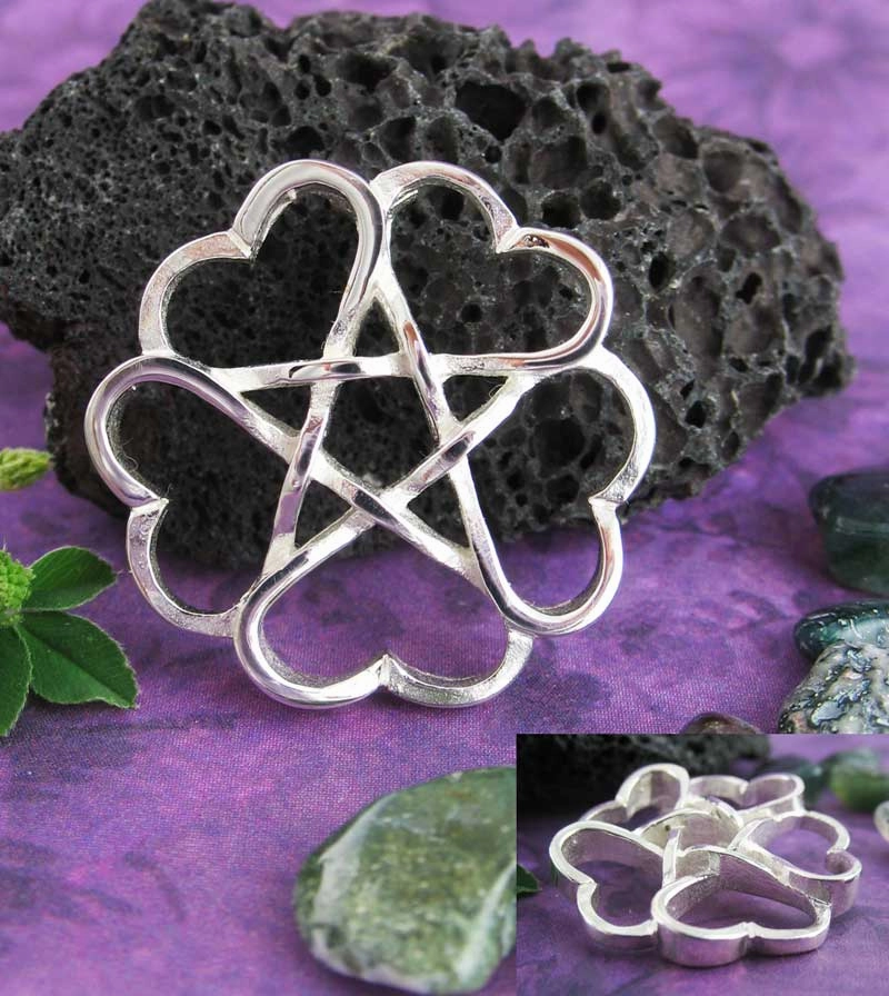 Five Hearts Hidden Pentacle Pendant, Handmade Bold Accessory