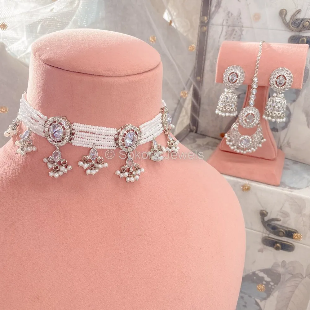 Raveen Choker Set - Silver