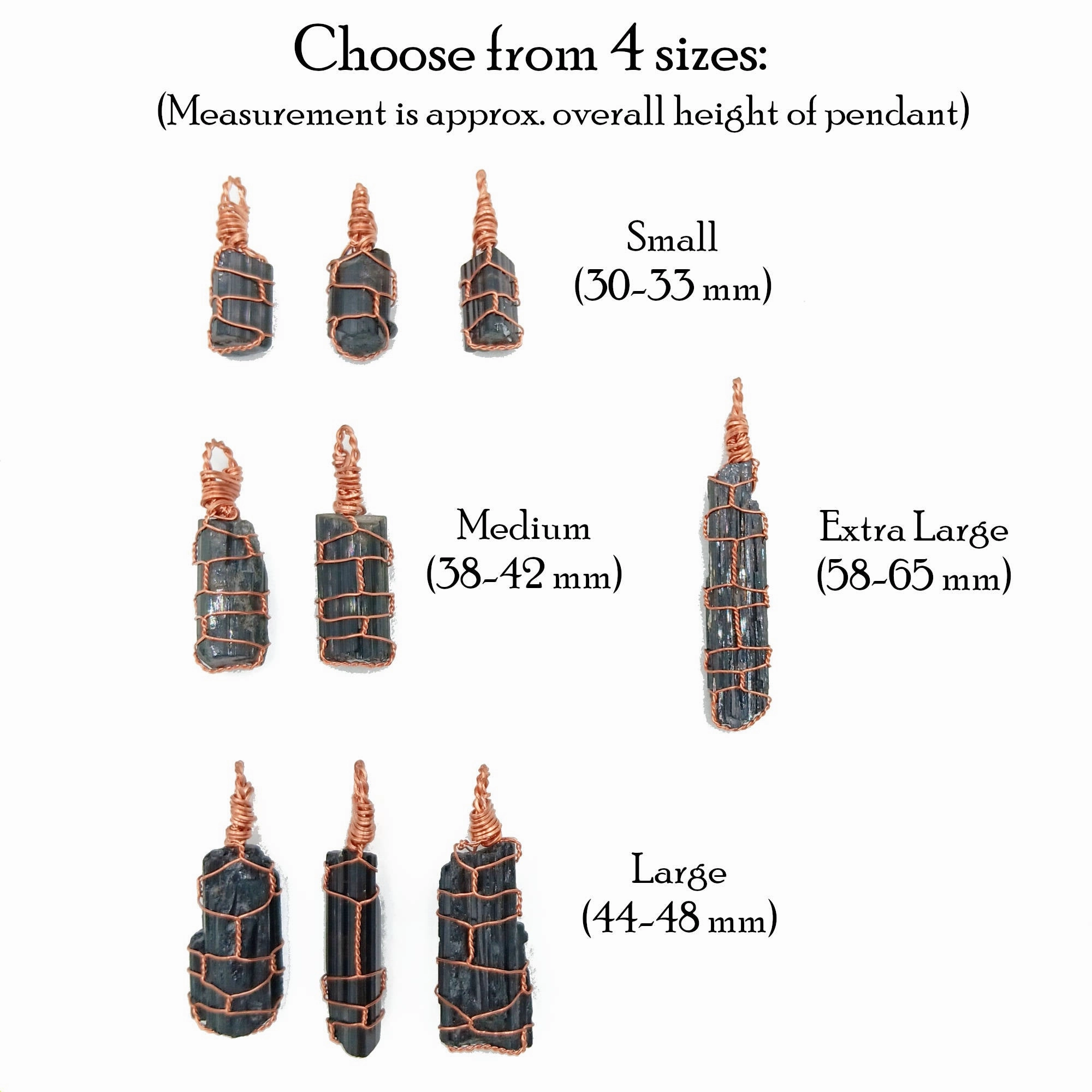 Raw Black Tourmaline Crystal Pendant Necklace, Copper Wire-Wrapped, Handmade Affordable Adornment