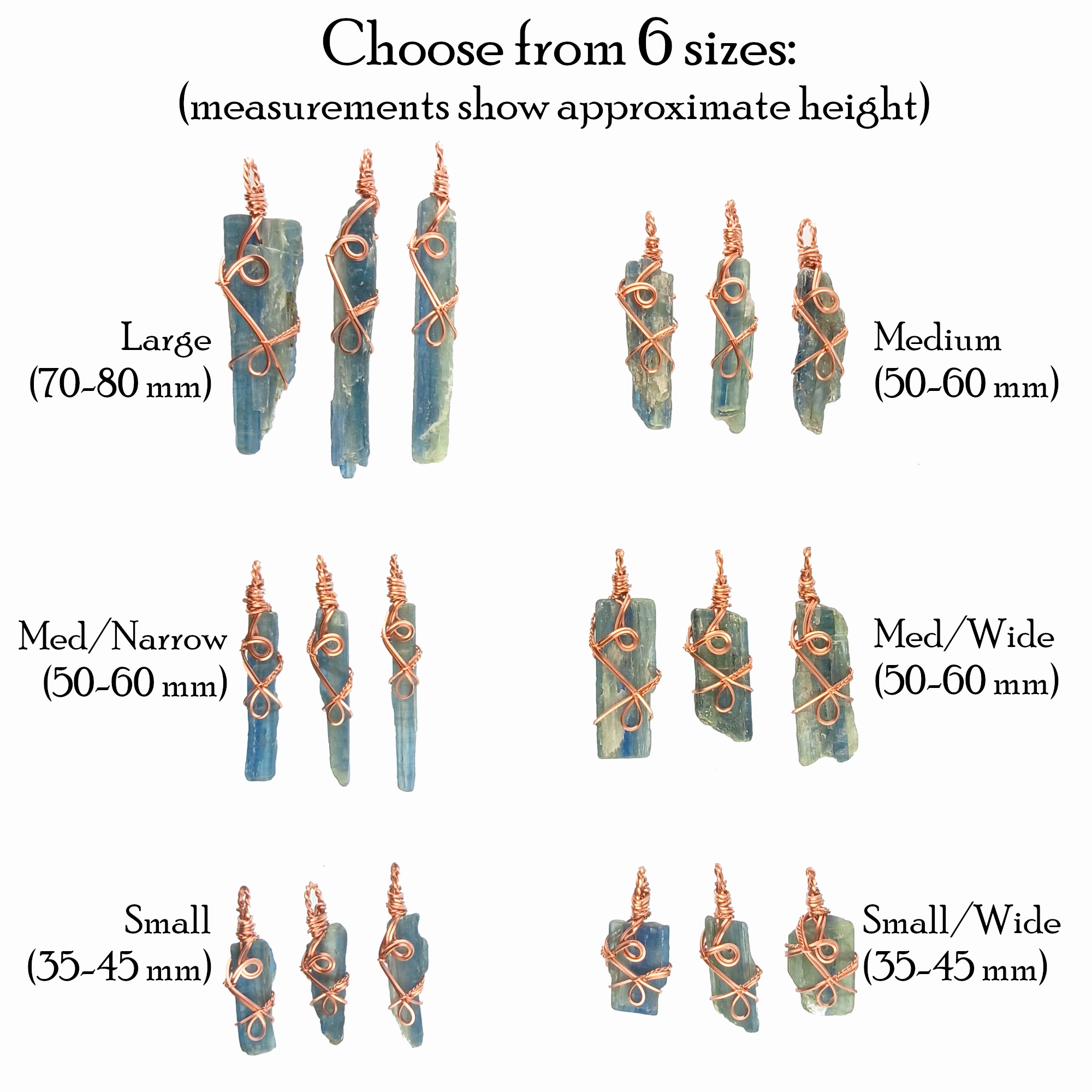 Raw Blue Kyanite Crystal Pendant Necklace w/ 2 Swirls, Copper Wire-Wrapped, Handmade Urban Day