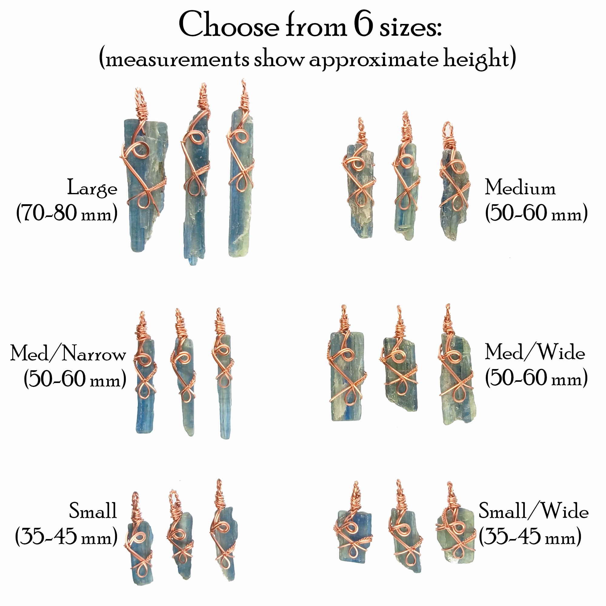 Popular Piece Hanging Pendant Raw Blue Kyanite Crystal Pendant Necklace w/ 2 Swirls, Copper Wire-Wrapped, Handmade