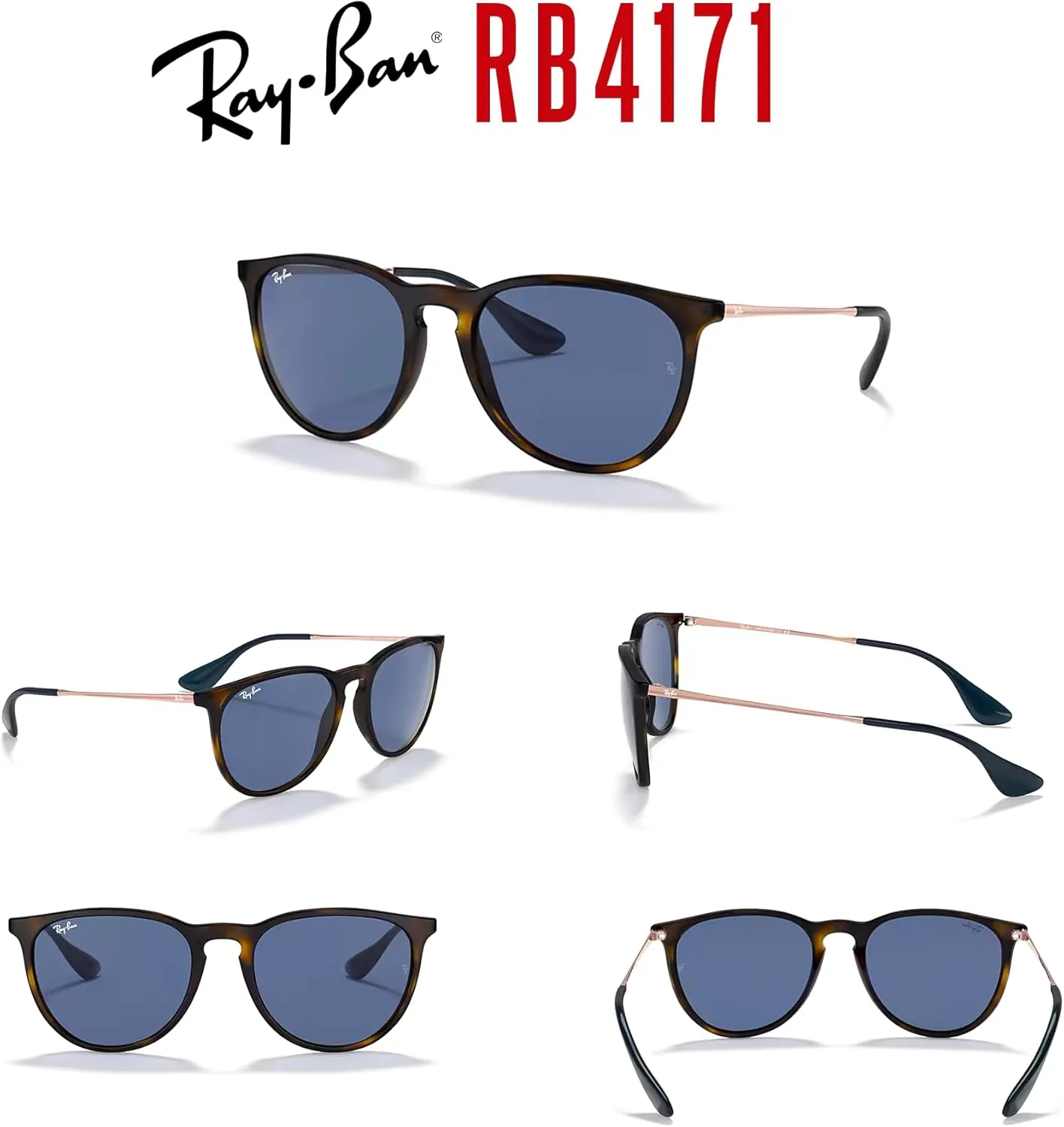 Ray-Ban RB4171 ERIKA Round Sunglasses For Women   BUNDLE with Designer iWear Eyewear Care Kit