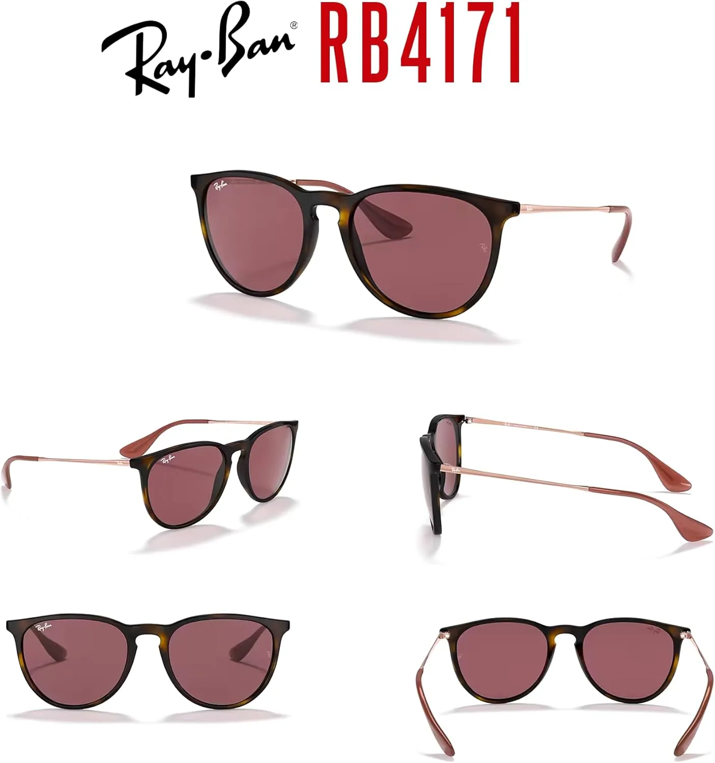 Ray-Ban RB4171 ERIKA Round Sunglasses For Women   BUNDLE with Designer iWear Eyewear Care Kit