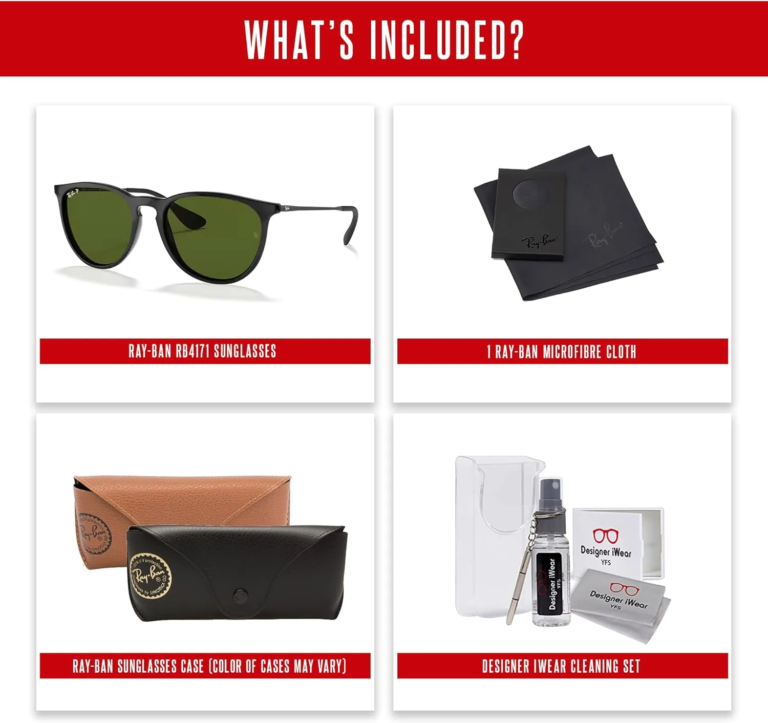 Ray-Ban RB4171 ERIKA Round Sunglasses For Women   BUNDLE with Designer iWear Eyewear Care Kit