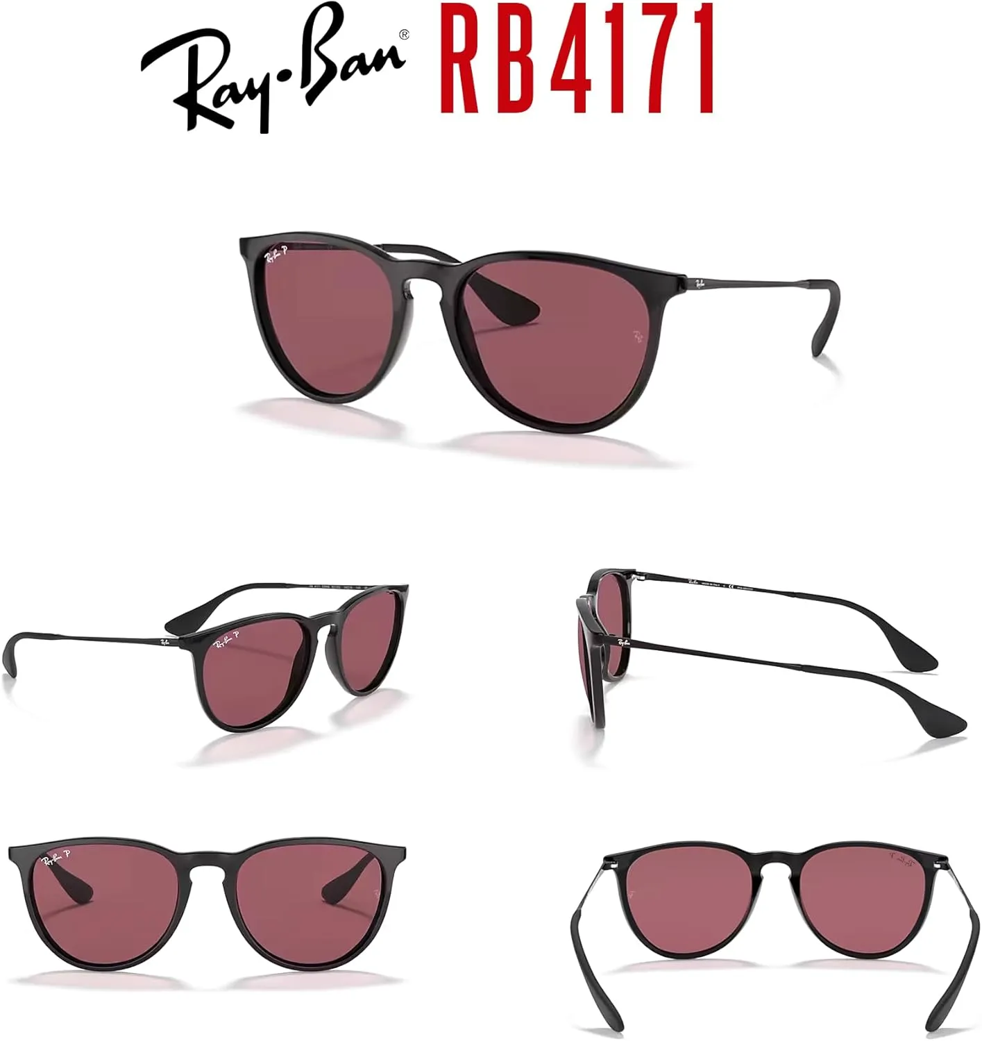 Ray-Ban RB4171 ERIKA Round Sunglasses For Women   BUNDLE with Designer iWear Eyewear Care Kit