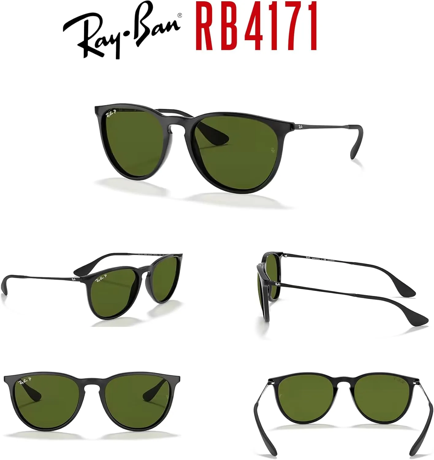 Ray-Ban RB4171 ERIKA Round Sunglasses For Women   BUNDLE with Designer iWear Eyewear Care Kit