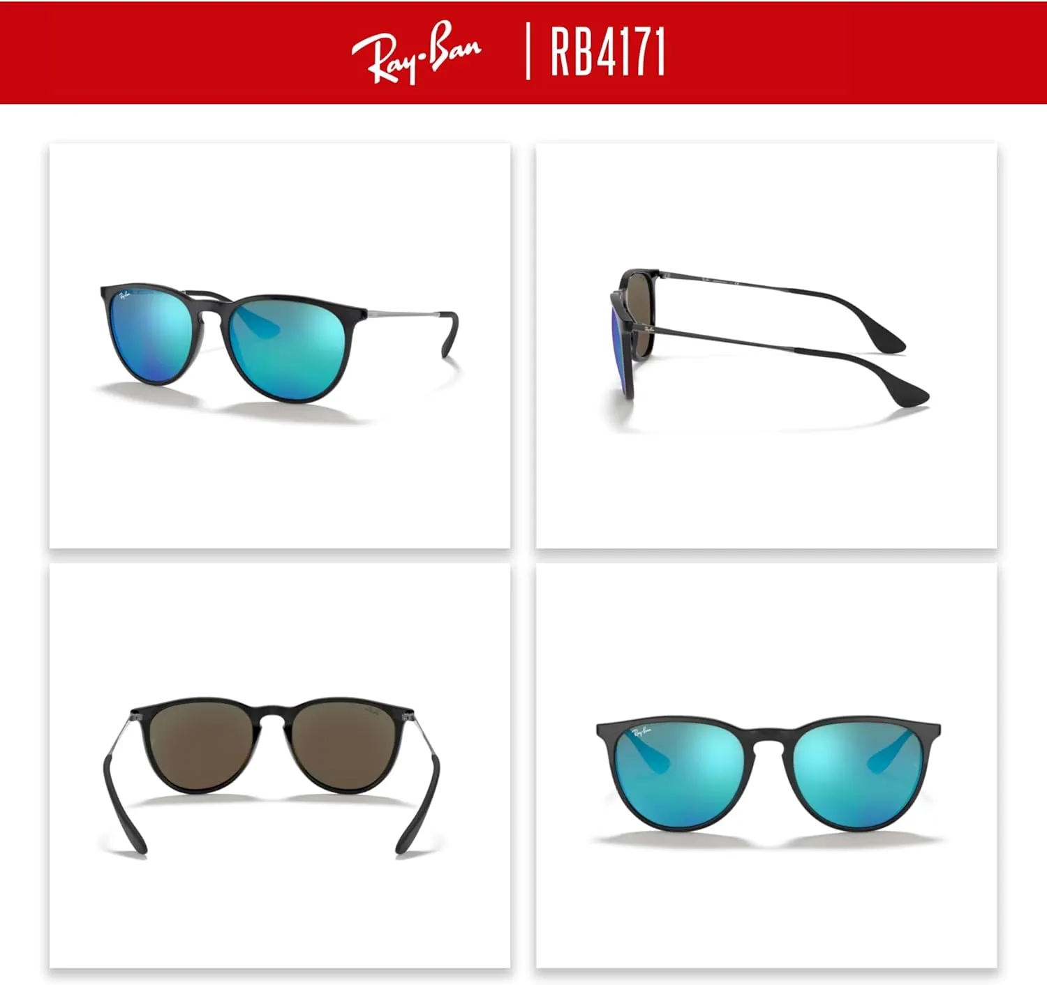 Ray-Ban RB4171 ERIKA Round Sunglasses For Women   BUNDLE with Designer iWear Eyewear Care Kit