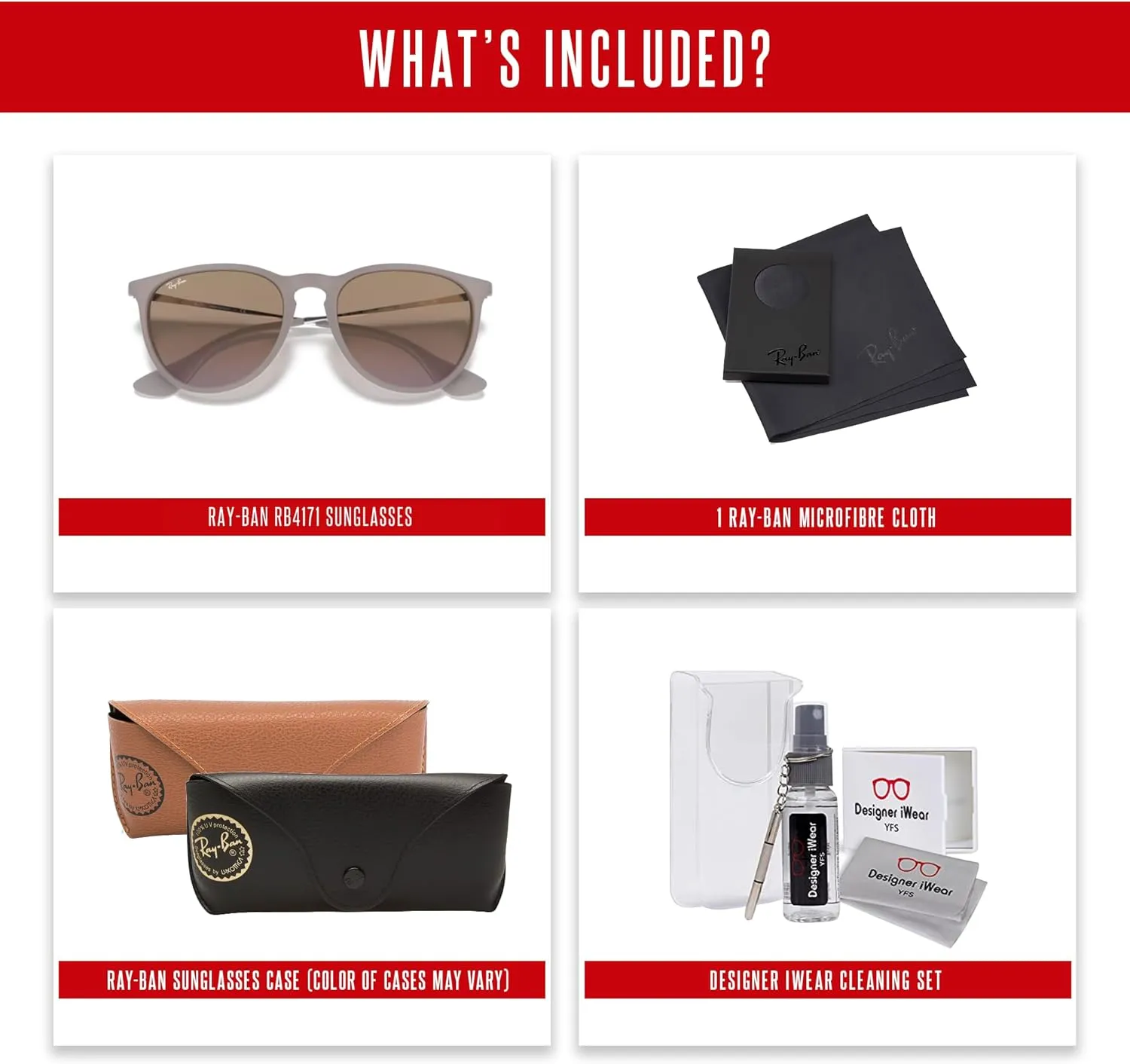 Ray-Ban RB4171 ERIKA Round Sunglasses For Women   BUNDLE with Designer iWear Eyewear Care Kit