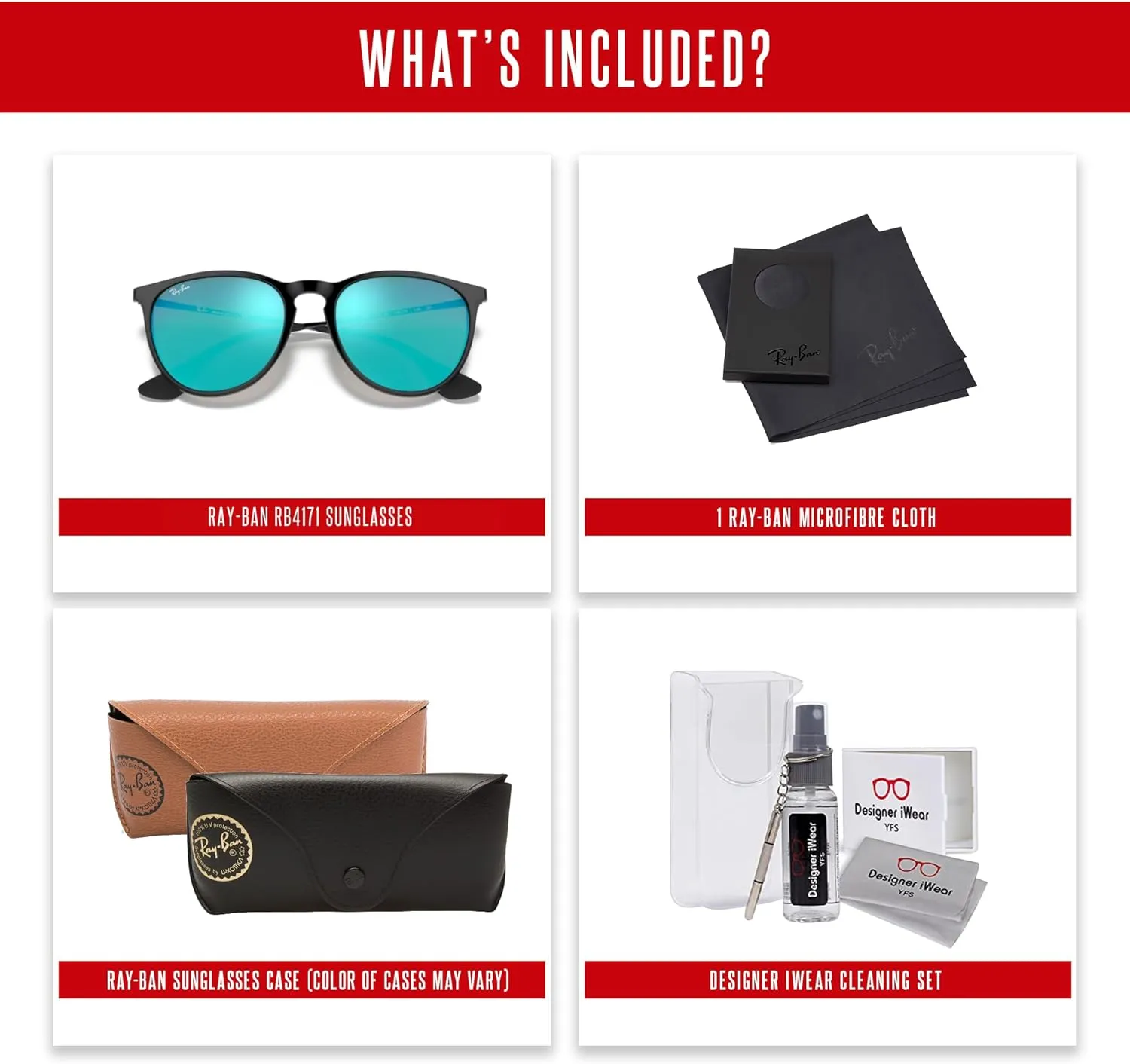 Ray-Ban RB4171 ERIKA Round Sunglasses For Women   BUNDLE with Designer iWear Eyewear Care Kit