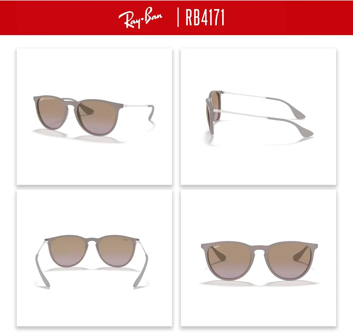 Ray-Ban RB4171 ERIKA Round Sunglasses For Women   BUNDLE with Designer iWear Eyewear Care Kit