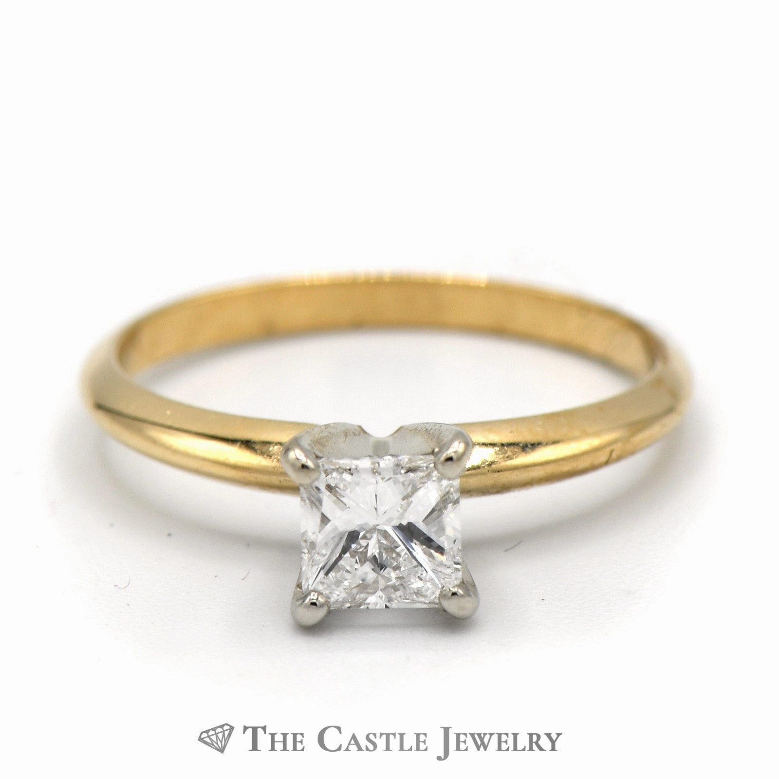 1/2ct Princess Cut Diamond Solitaire Engagement Ring in 14k Yellow Gold Digital Product Neutral Finish
