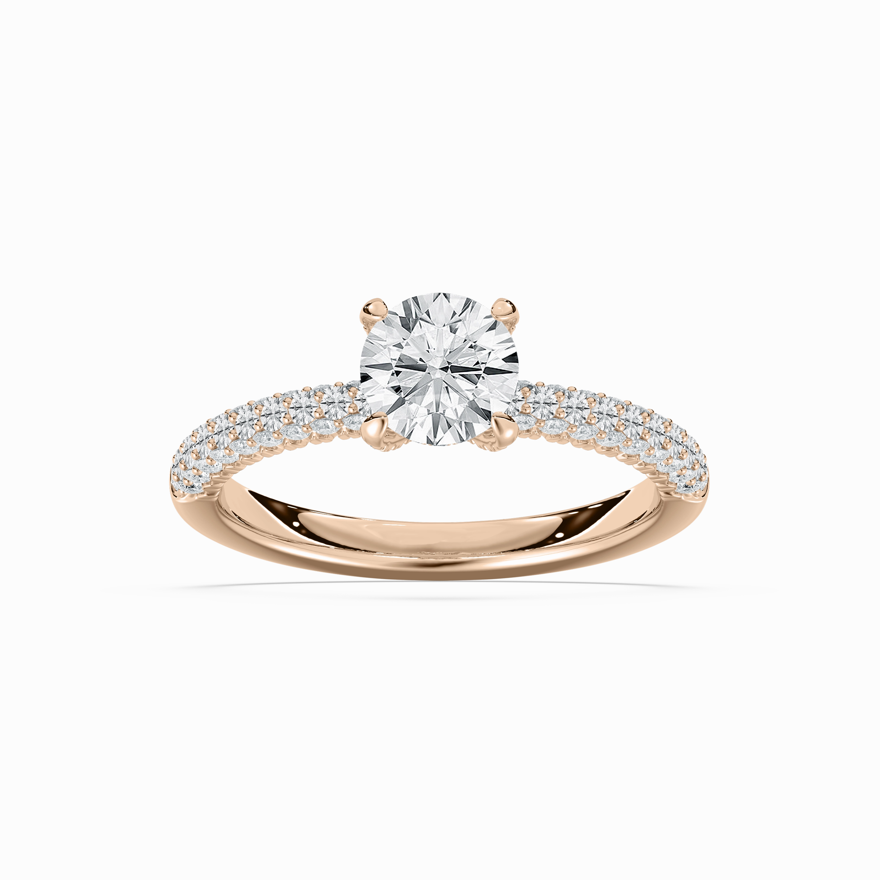 Exclusive Design Winnie 1 ??? ctw Round Lab Grown Diamond Micropave Side Stone Engagement Ring