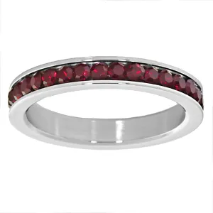 Rebecca: 0.78ct Fire Garnet Ice CZ 316 Steel 3mm Eternity Band Ring