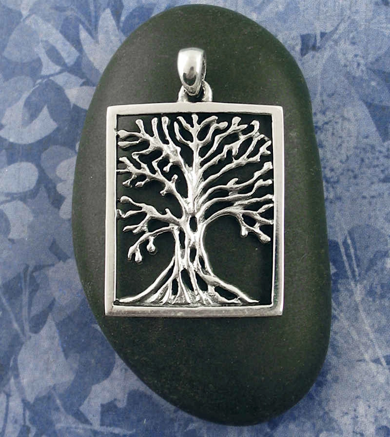 Rectangular Framed Tree of Life Pendant Spring Piece For Spirituality