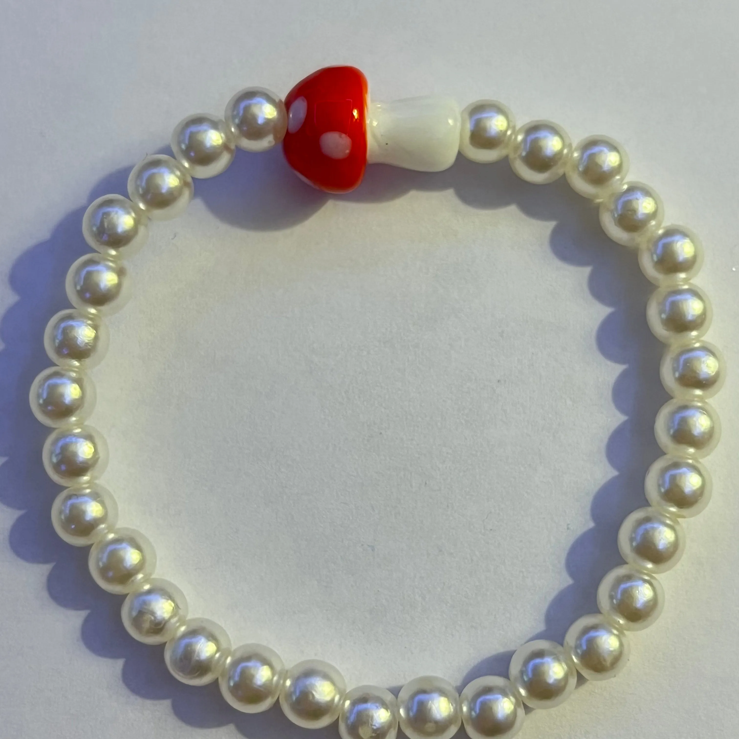Red Mushroom Pearl Bracelet